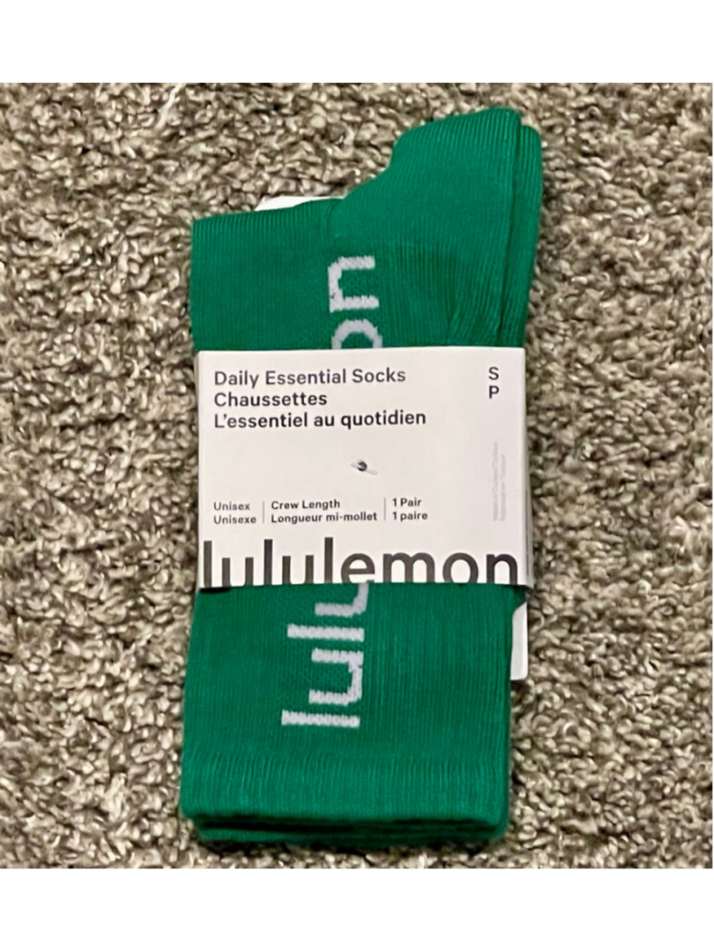 Lululemon Daily Essential Socks, Size Small, Raceway Green, NWT